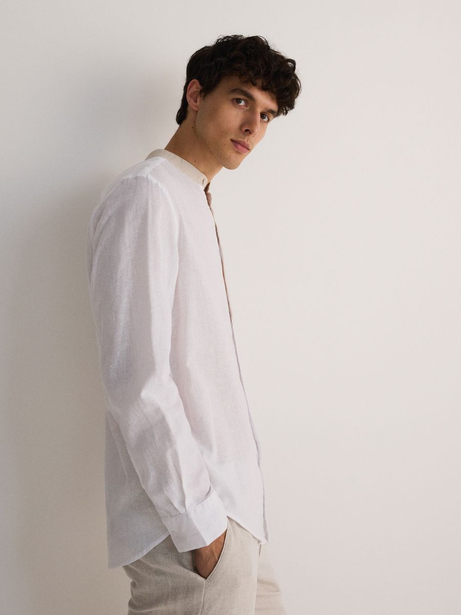 Relaxed fit linen rich shirt - white - RESERVED