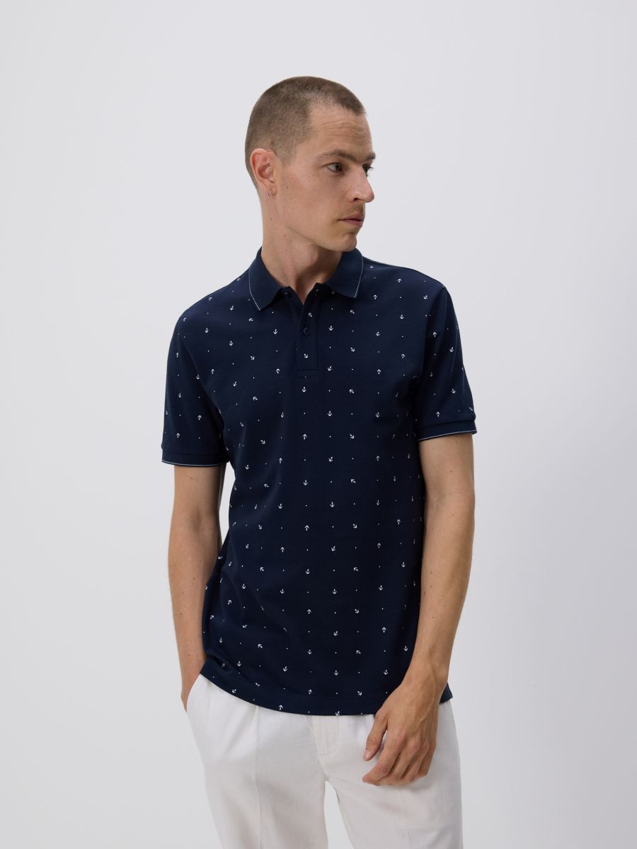 Regular fit polo majica - mornarsko plava - RESERVED