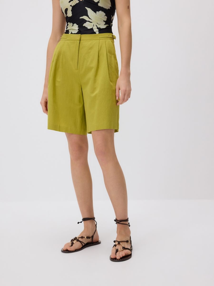 Shorts with linen blend - yellow green - RESERVED - 3