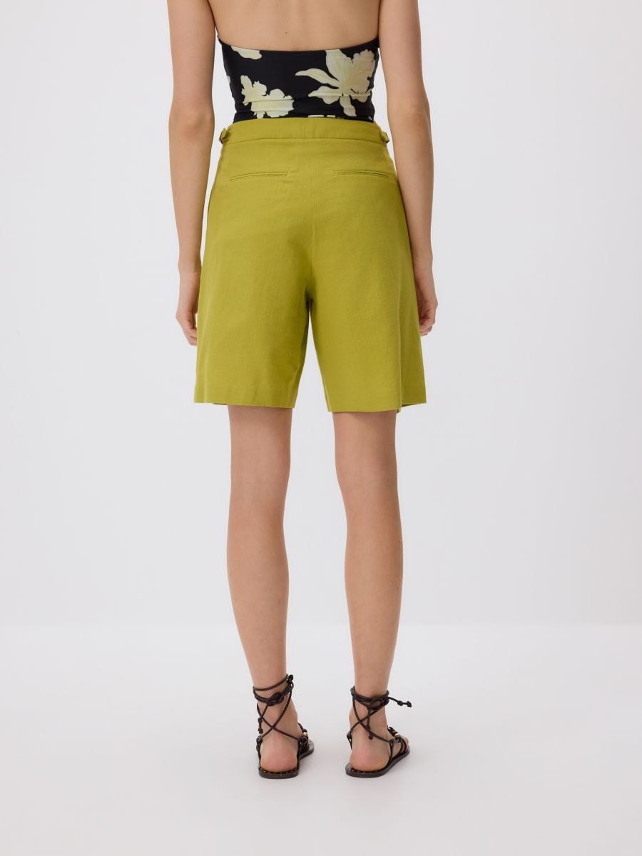 Shorts with linen blend - yellow green - RESERVED - 5