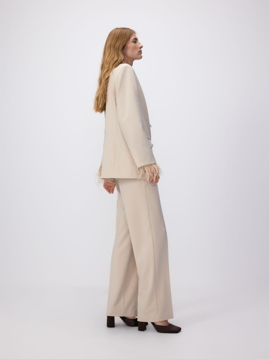 Trousers with pressed crease - beige - RESERVED - 3