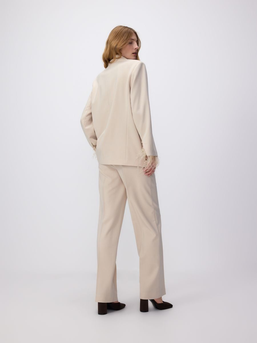 Trousers with pressed crease - beige - RESERVED - 4