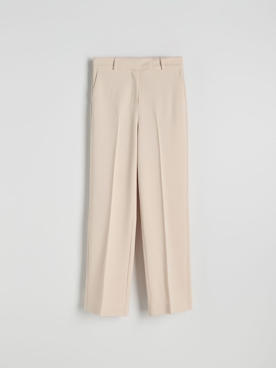 Trousers with pressed crease - beige - RESERVED - 5