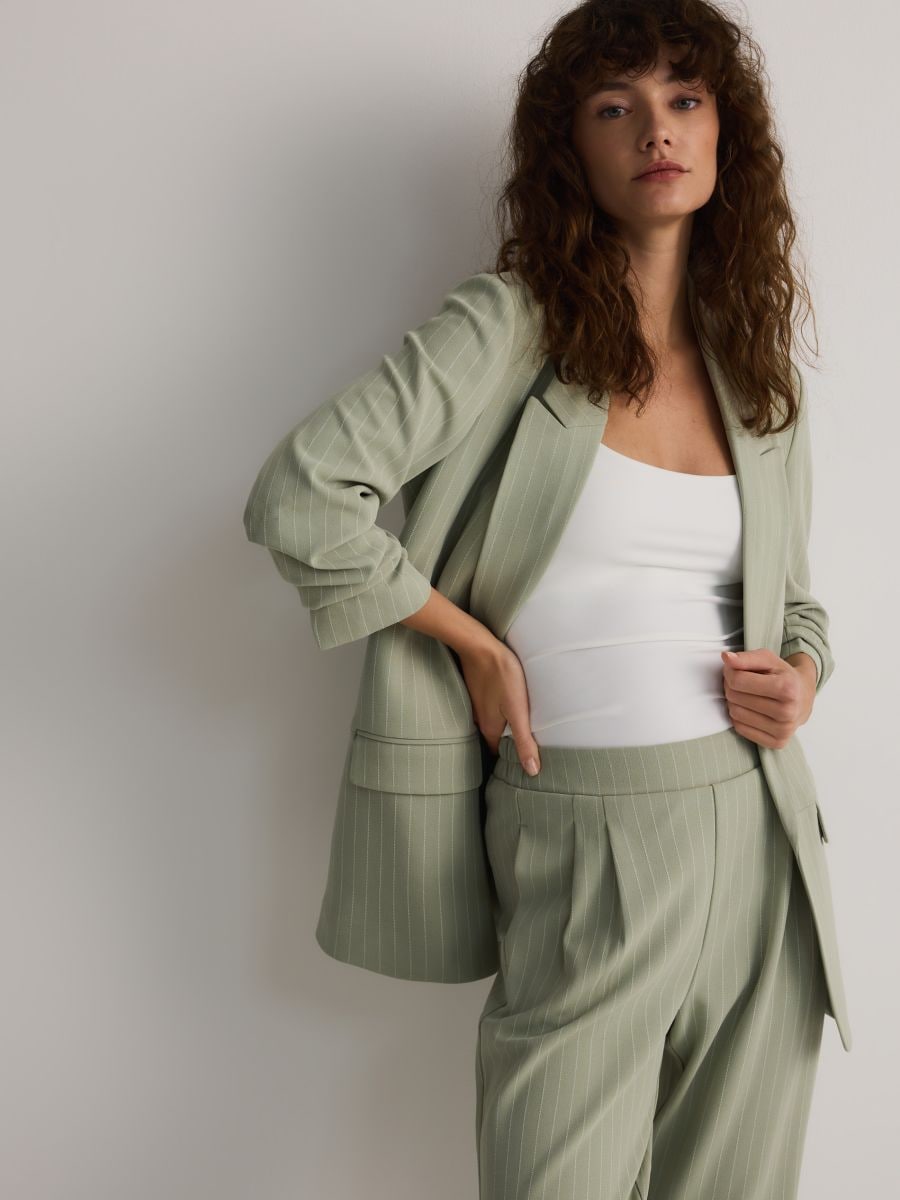 Pinstripe suit trousers - mint green - RESERVED - 3