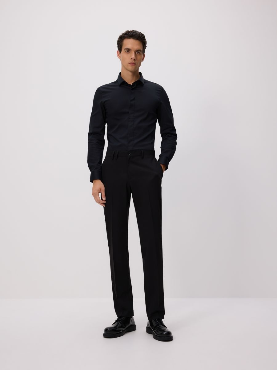 Slim fit suit trousers - black - RESERVED