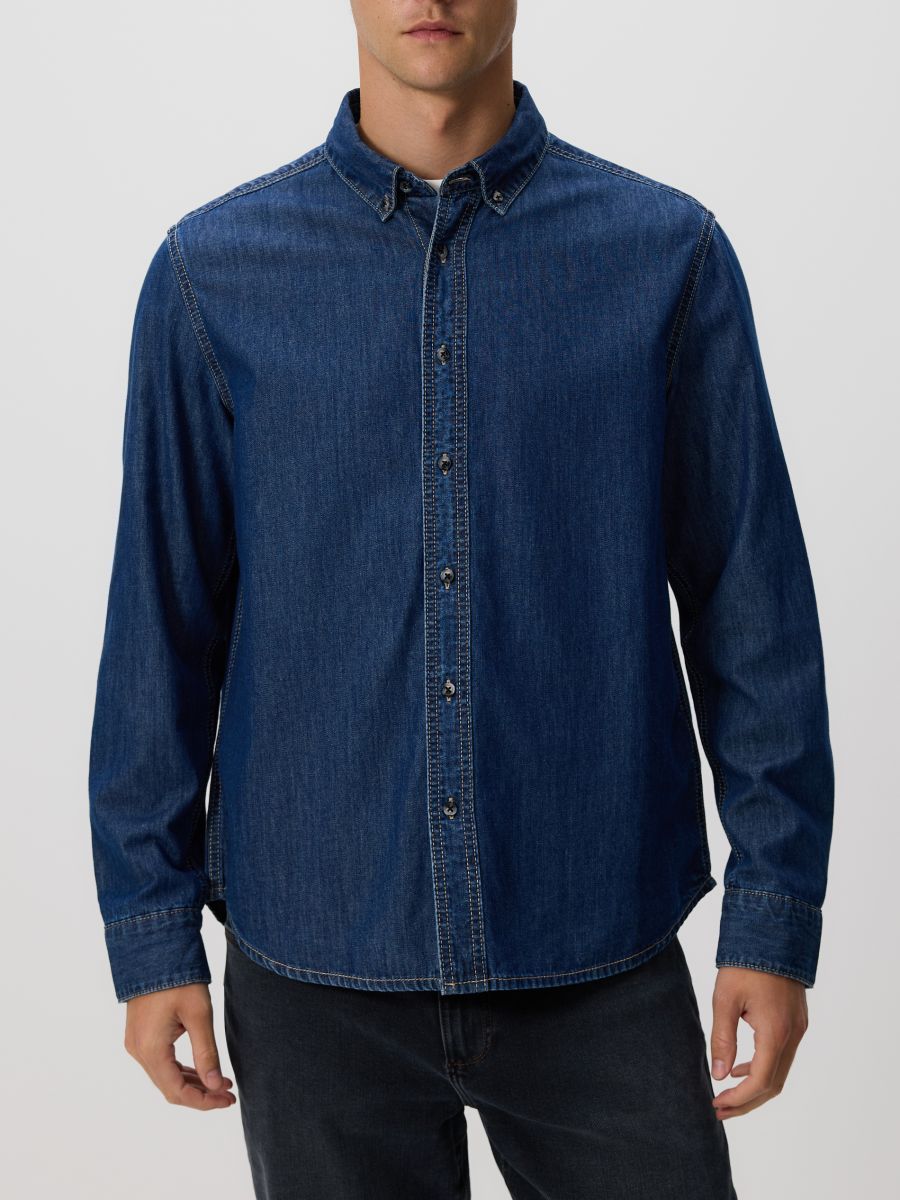 Camisa denim regular fit - azul-marinho - RESERVED