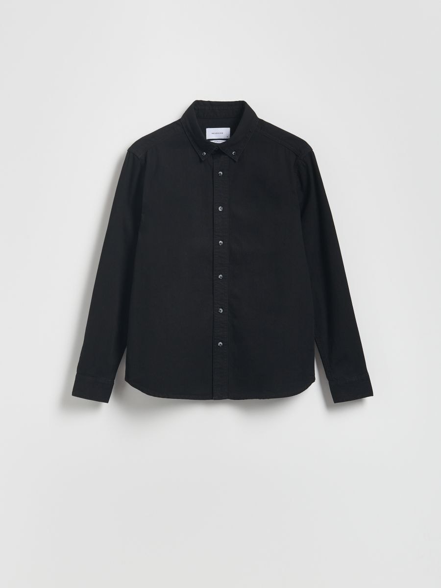 Regular fit denim overhemd - ZWART - RESERVED