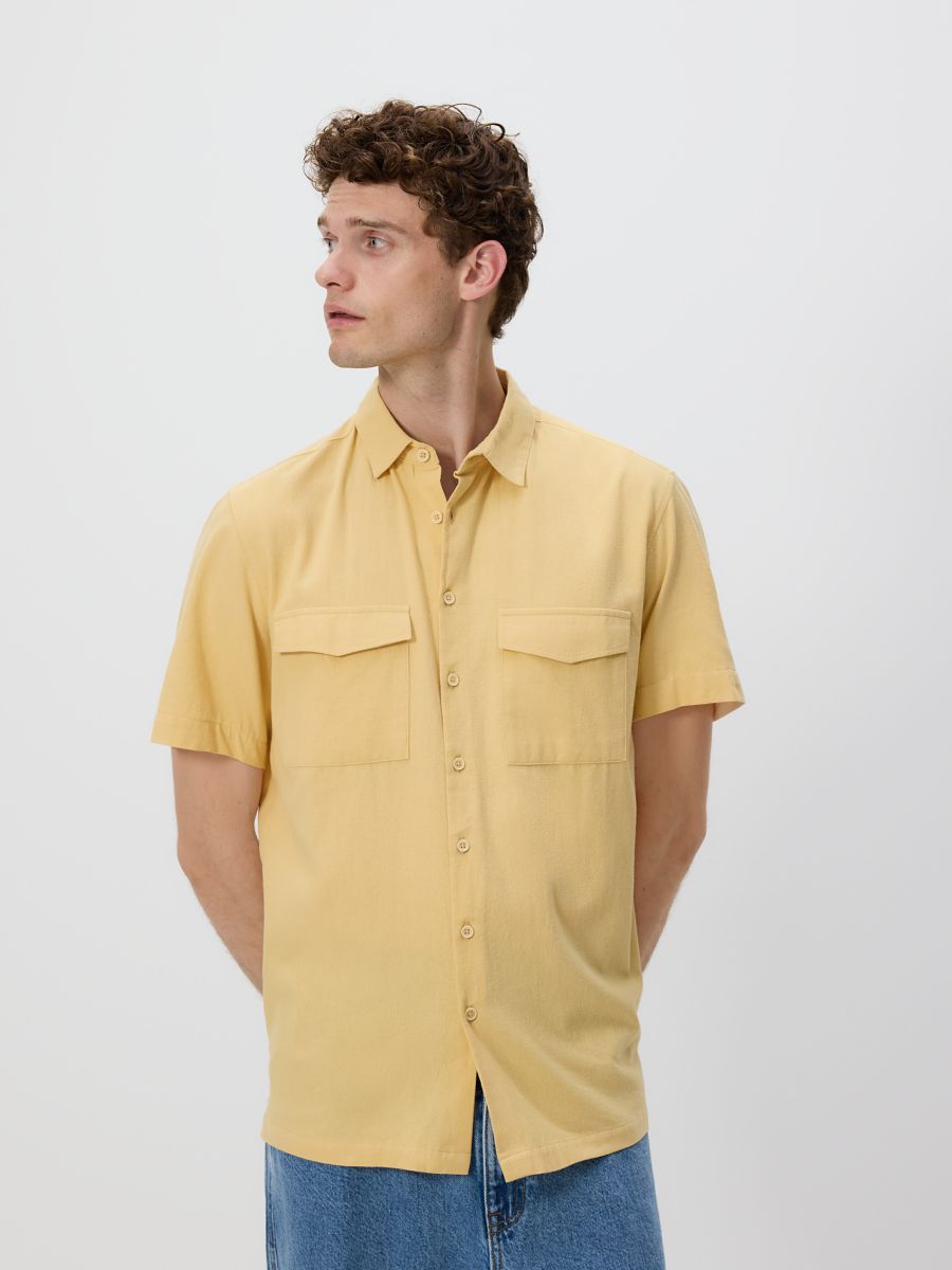 Regular fit cotton shirt - light yellow - RESERVED