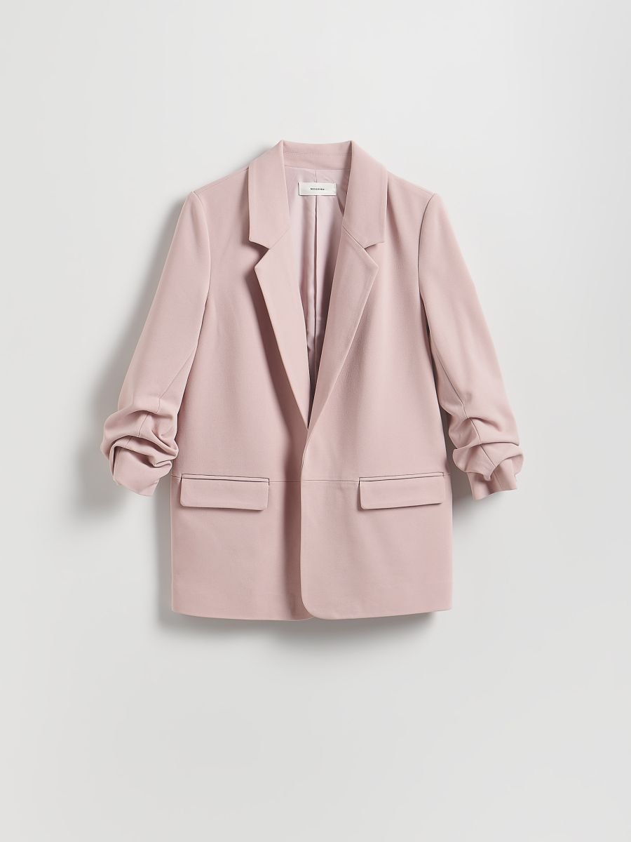 Blazer with crinkled sleeves - pastel pink - RESERVED