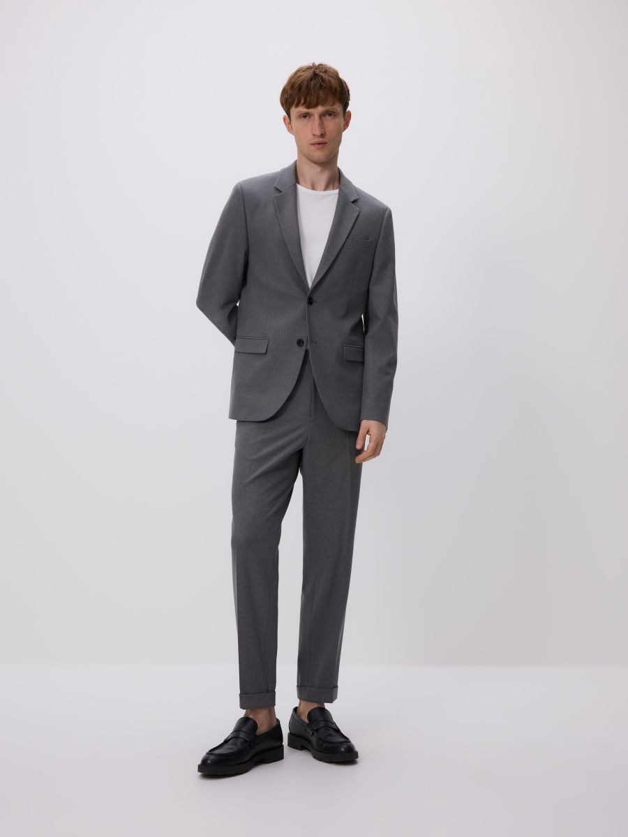 Suit trousers with pressed crease - dark grey - RESERVED