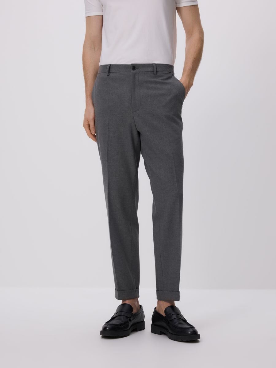Suit trousers with pressed crease - dark grey - RESERVED