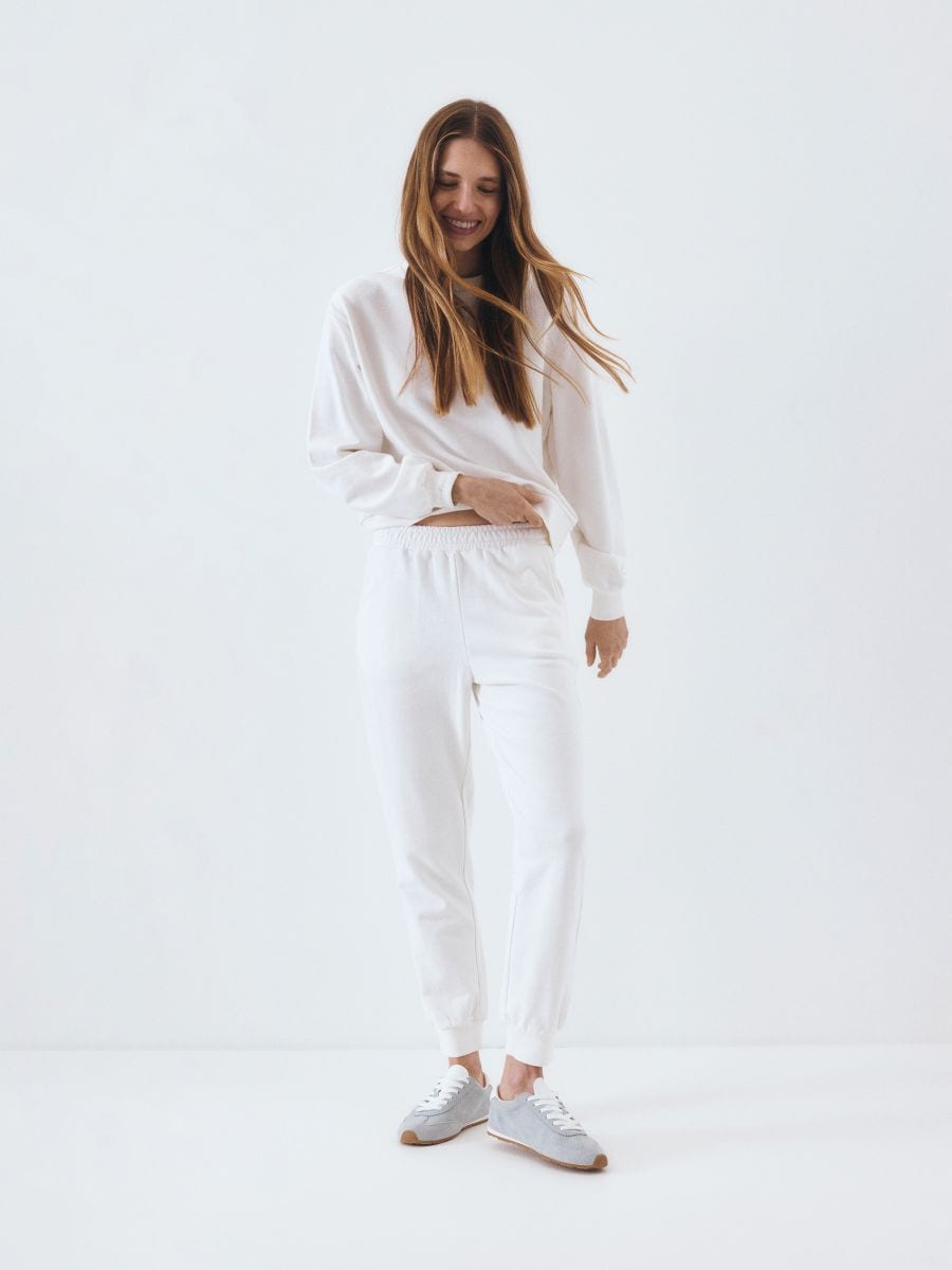 Cotton jogger sweatpants - cream - RESERVED - 4