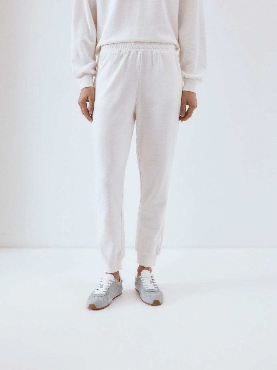 Cotton jogger sweatpants - cream - RESERVED - 3