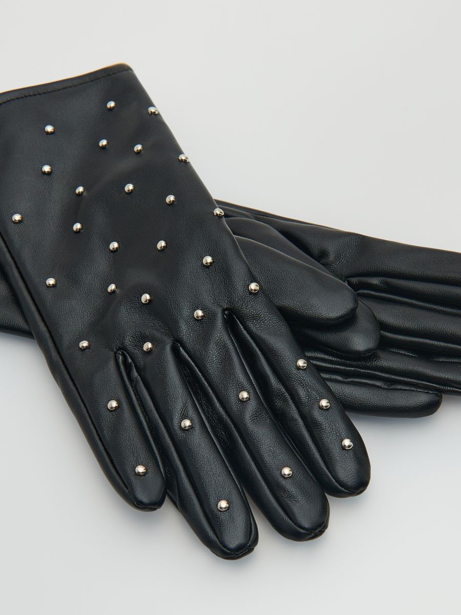 Gloves with rivets - black - RESERVED - 2