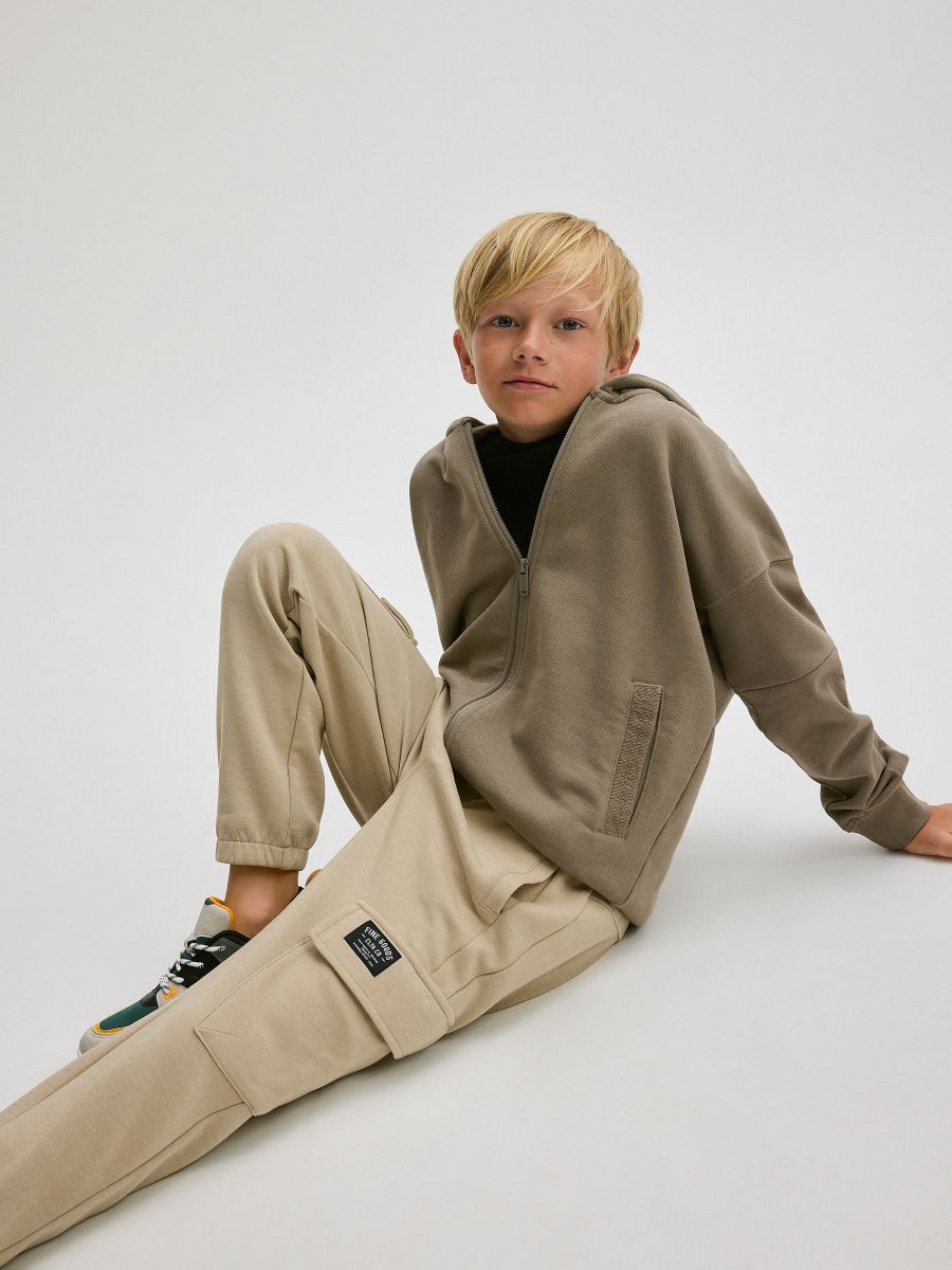 Cargo joggers with pockets - beige - RESERVED - 3