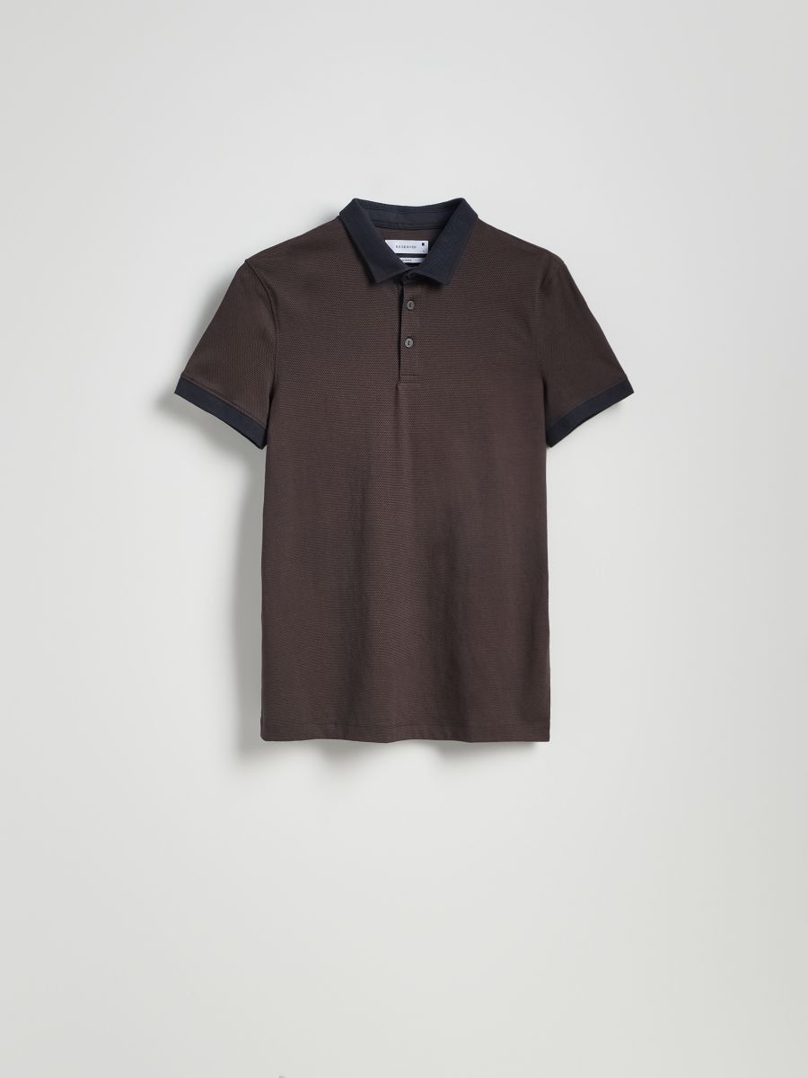 Slim fit poloshirt met een hoog katoengehalte - ANTRACIET - RESERVED