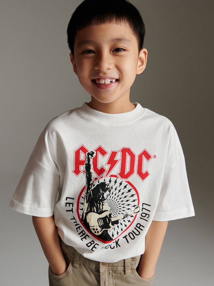 AC/DC oversized póló - krémszínű - RESERVED - 3