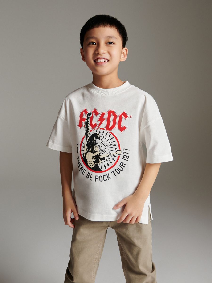 AC/DC oversized póló - krémszínű - RESERVED - 4