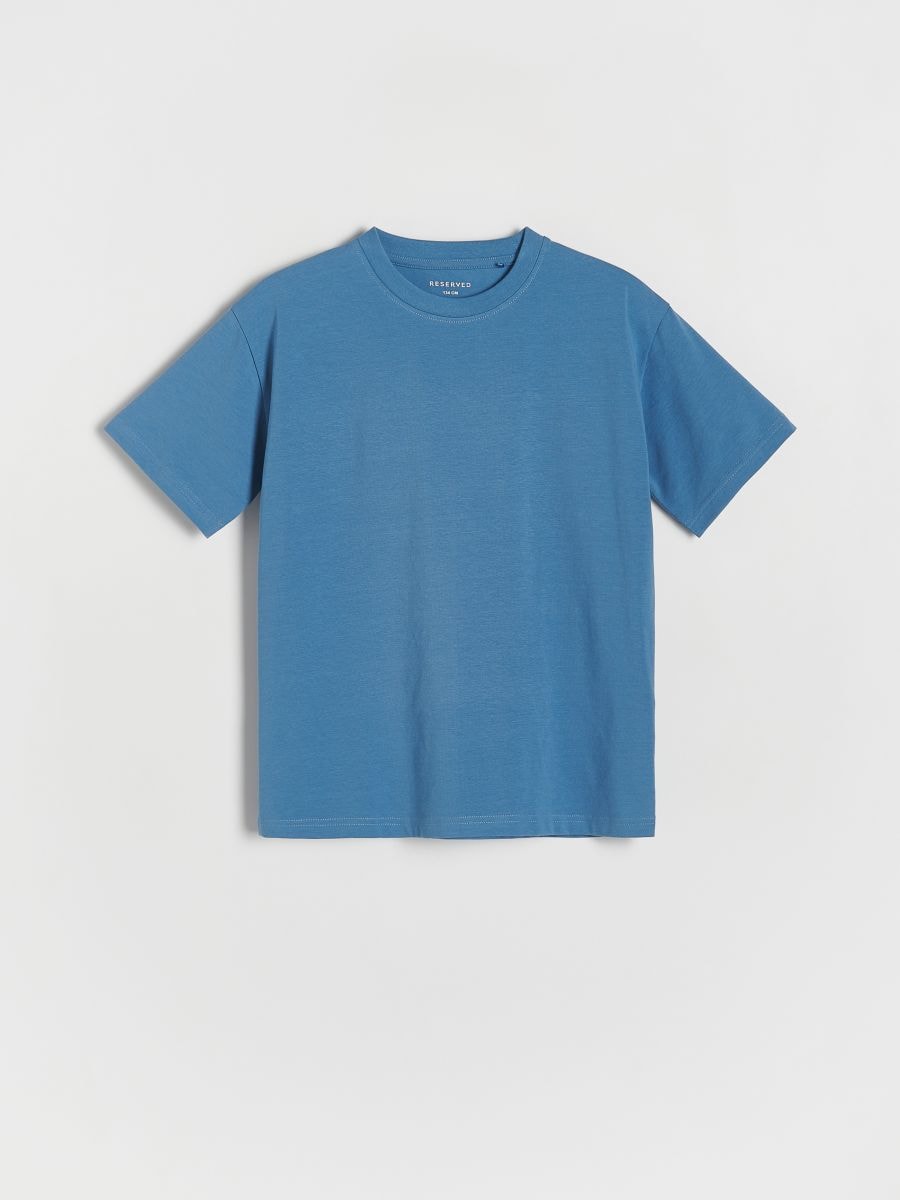 Oversized cotton T-shirt - steel blue - RESERVED