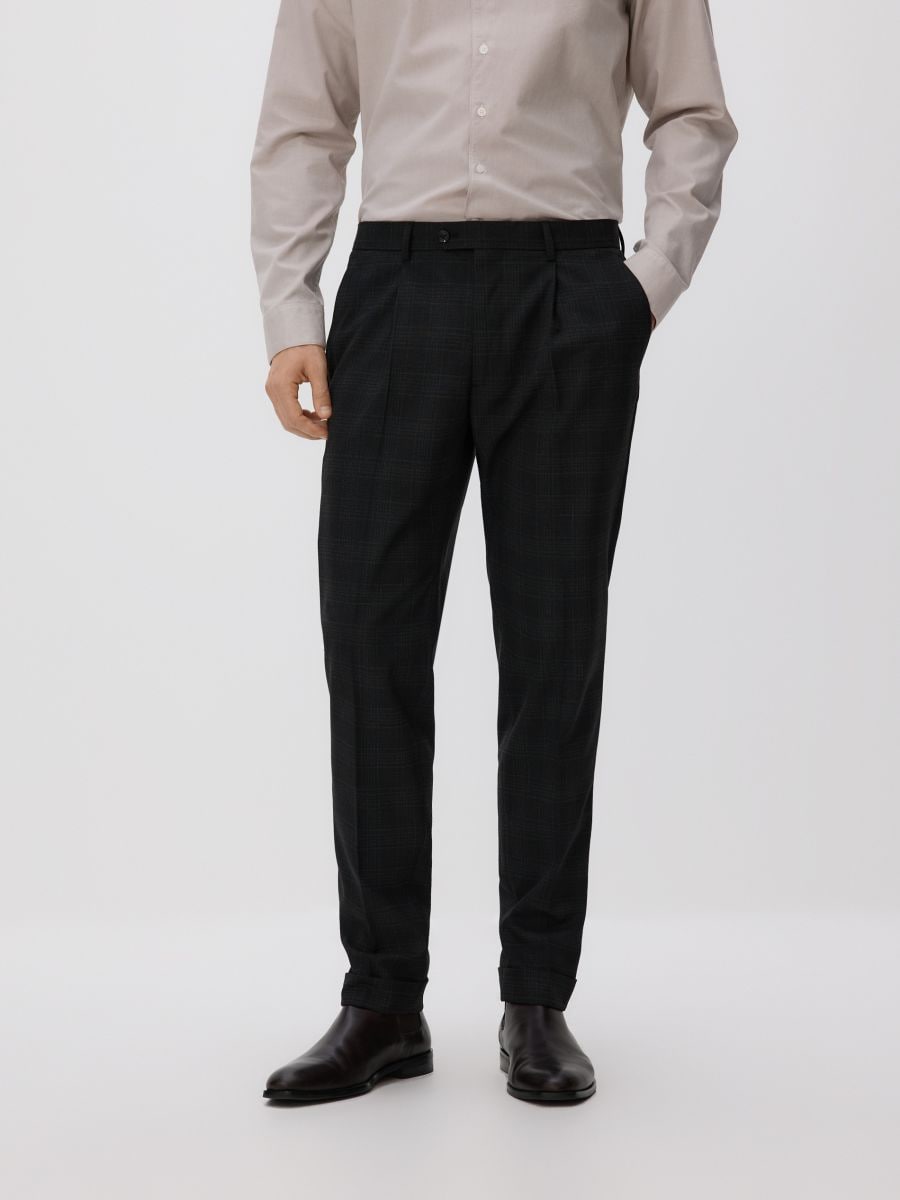 Καρό παντελόνι κουστουμιού - μαυρο - RESERVED