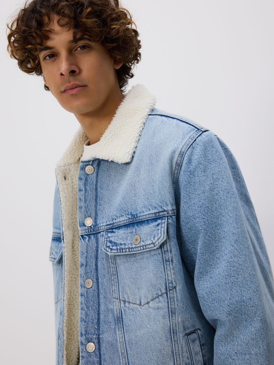 Denim sherpa jacket - blue - RESERVED