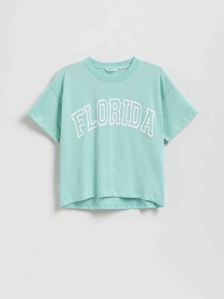 Short T-shirt with print - pale green - RESERVED