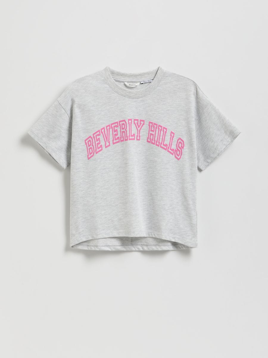 Short T-shirt with print - light grey - RESERVED