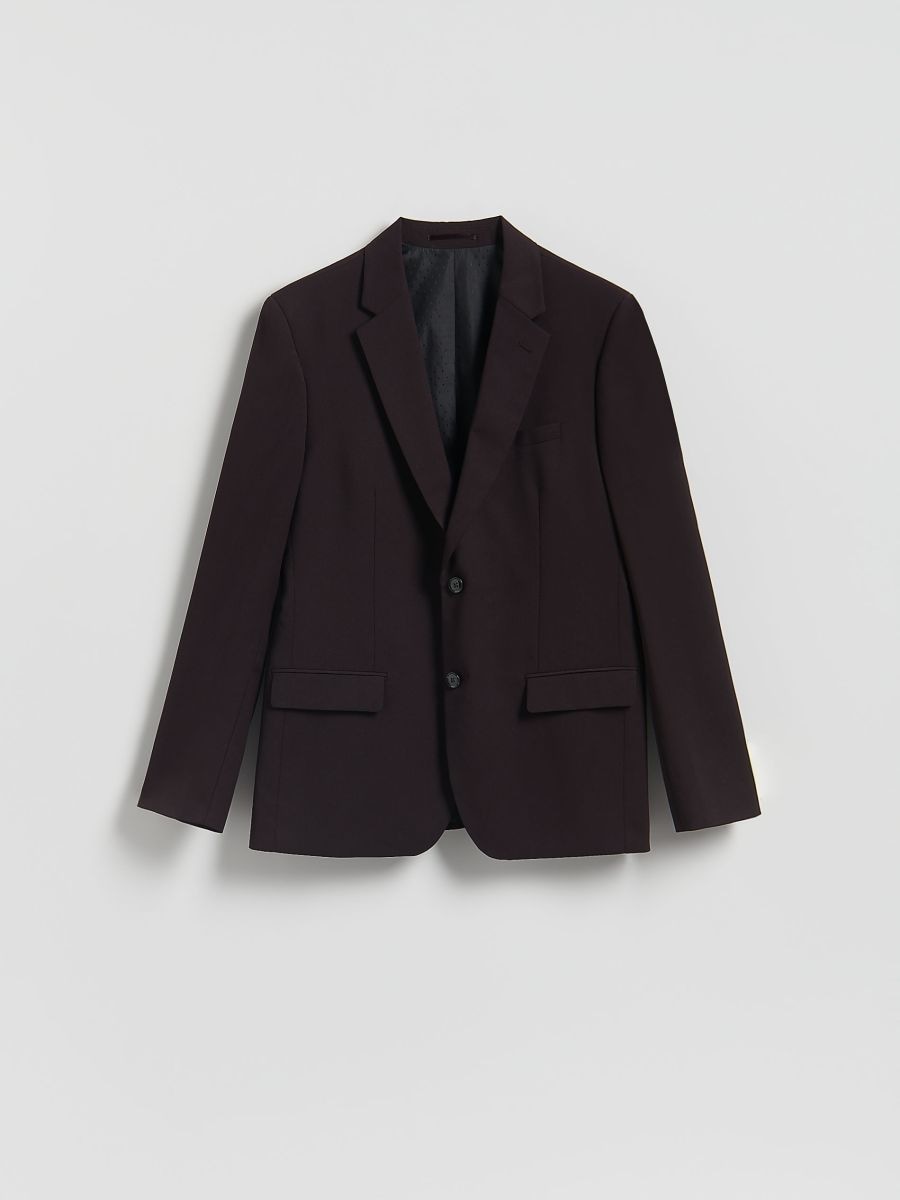 Slim fit blazer with viscose blend - mahogany - RESERVED