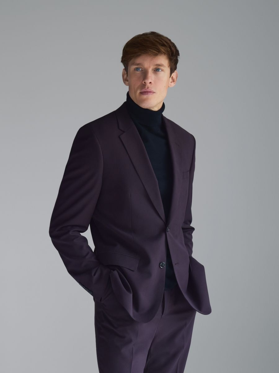 Slim fit colbert met viscosemix - roodbruin - RESERVED