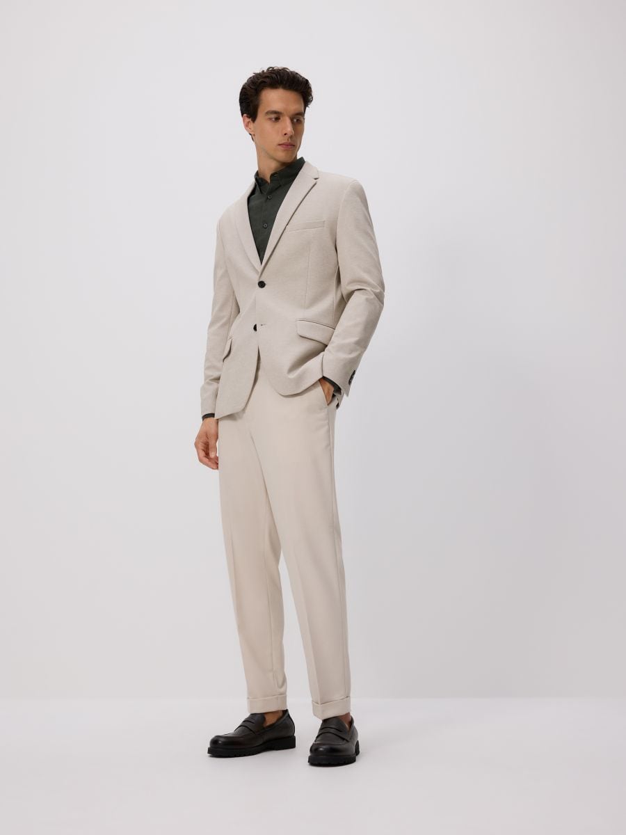 Slim fit blazer - beige - RESERVED
