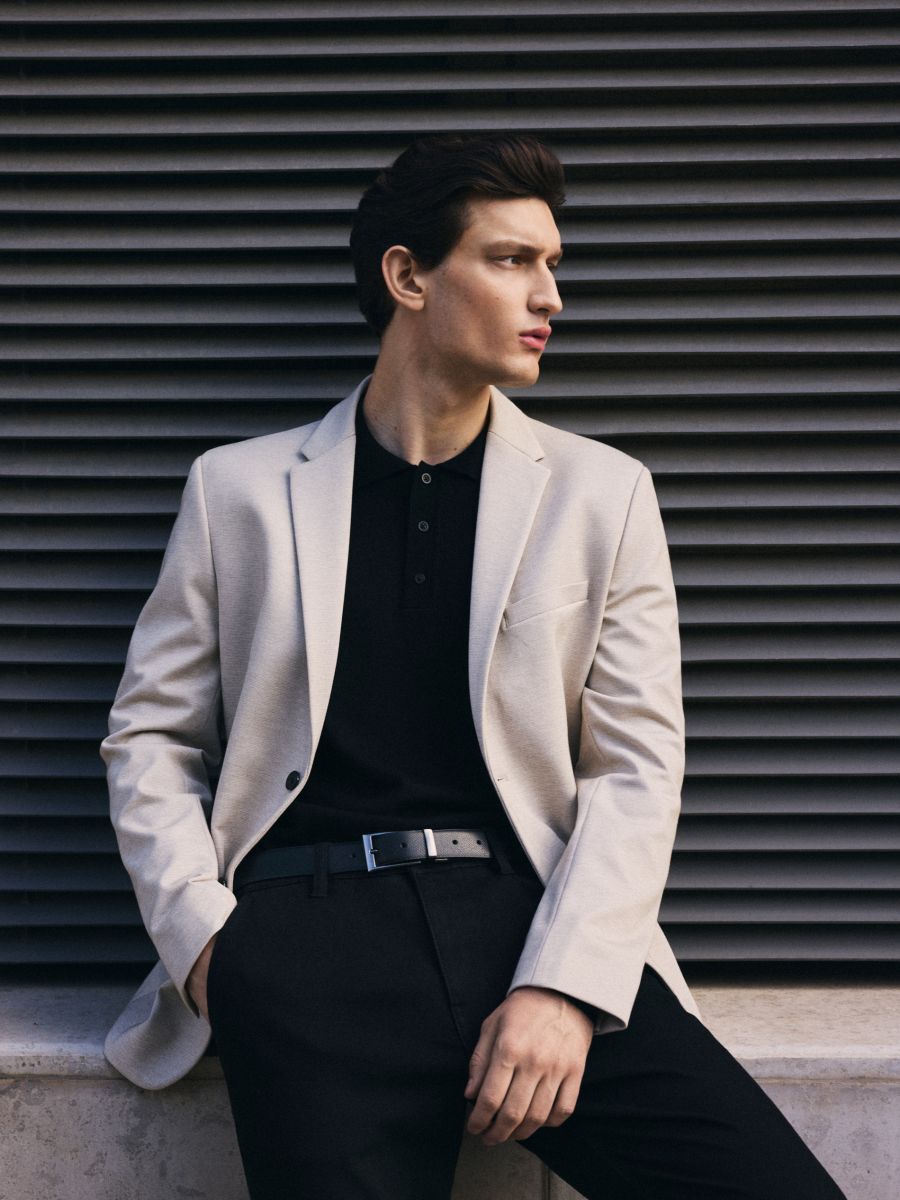 Slim fit blazer - beige - RESERVED