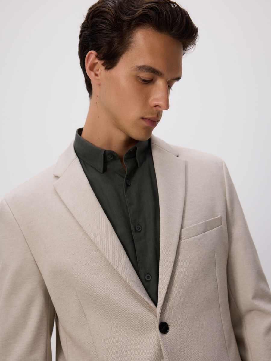 Slim fit blazer - beige - RESERVED