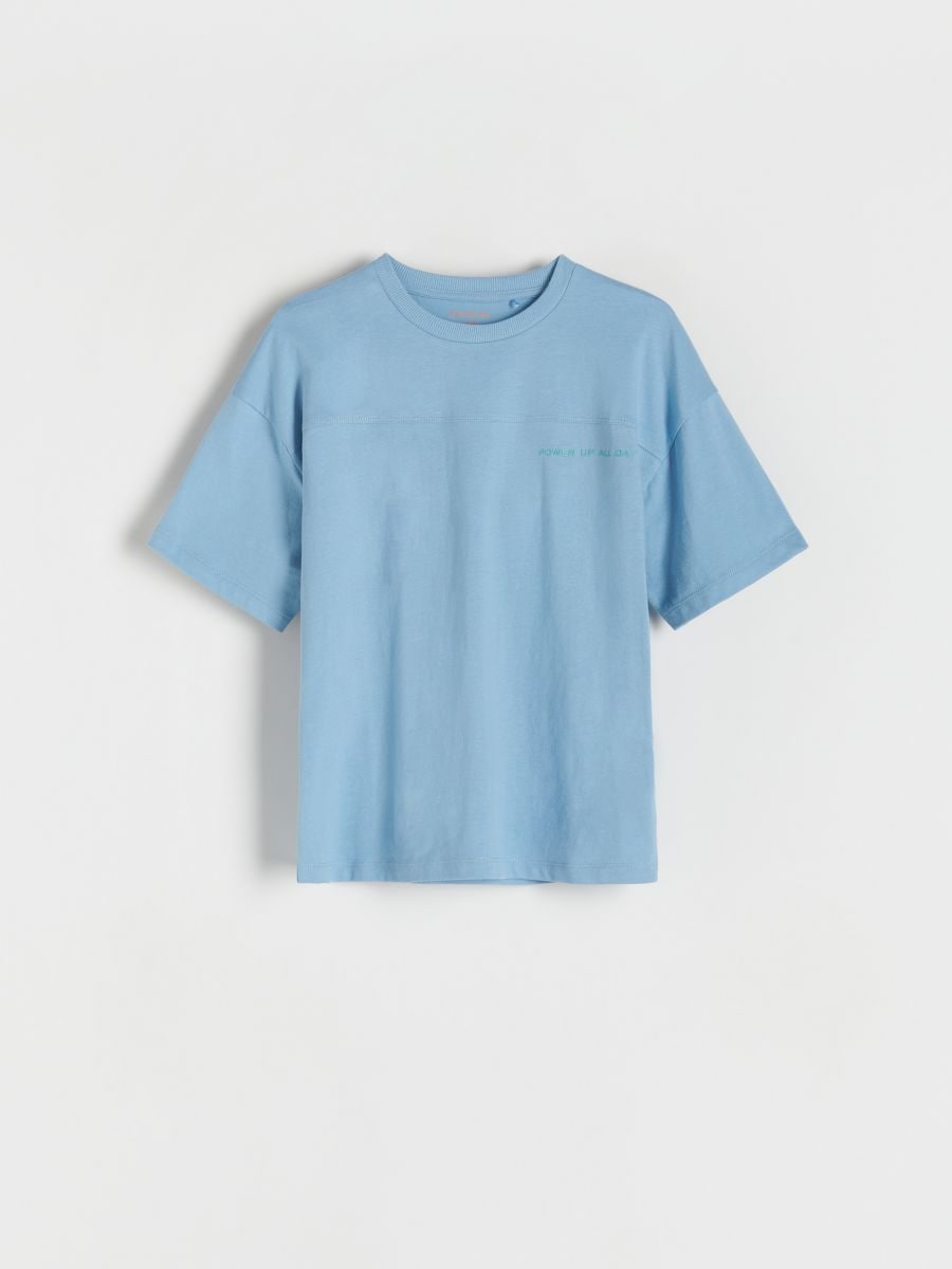 T-shirt en coton oversize - bleu - RESERVED