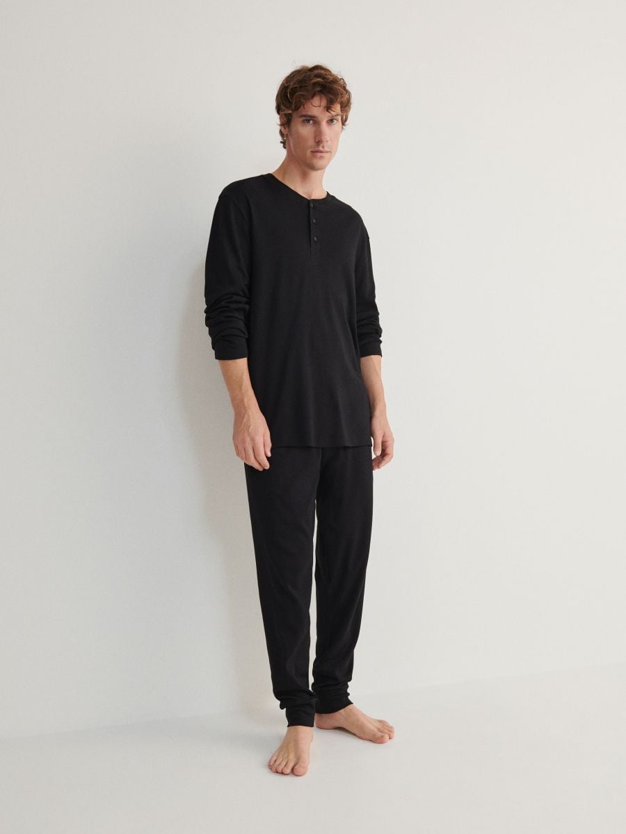 Dvoudílné pyžamo s viskózou - černý - RESERVED
