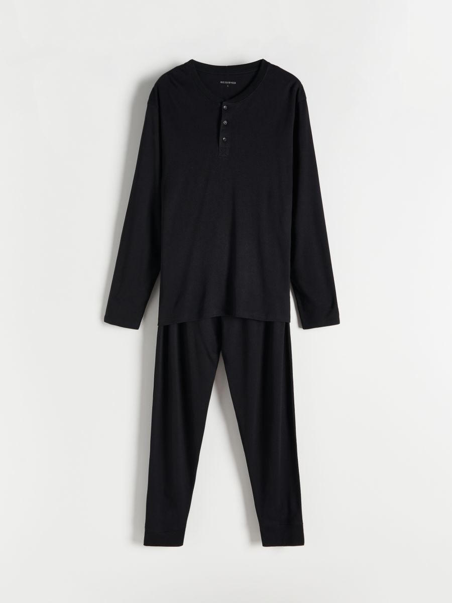 Pyjamassæt i to dele i viskoseblanding - sort - RESERVED - 2