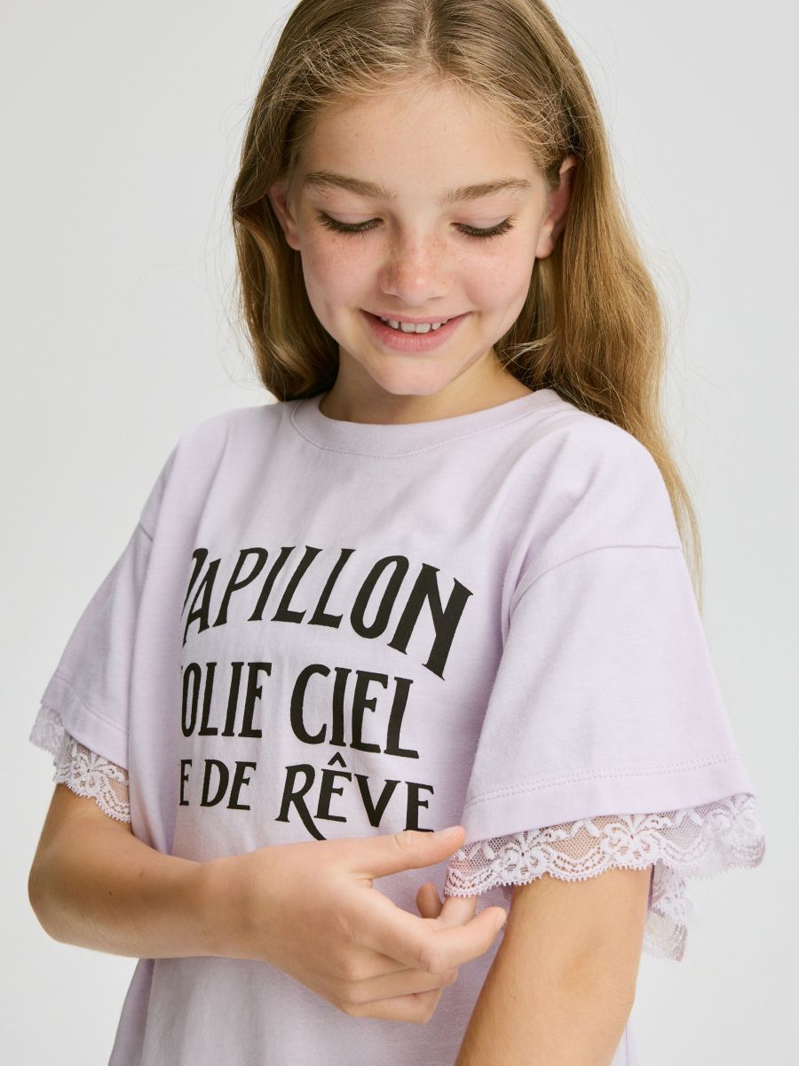 T-shirt with print - lavender - RESERVED