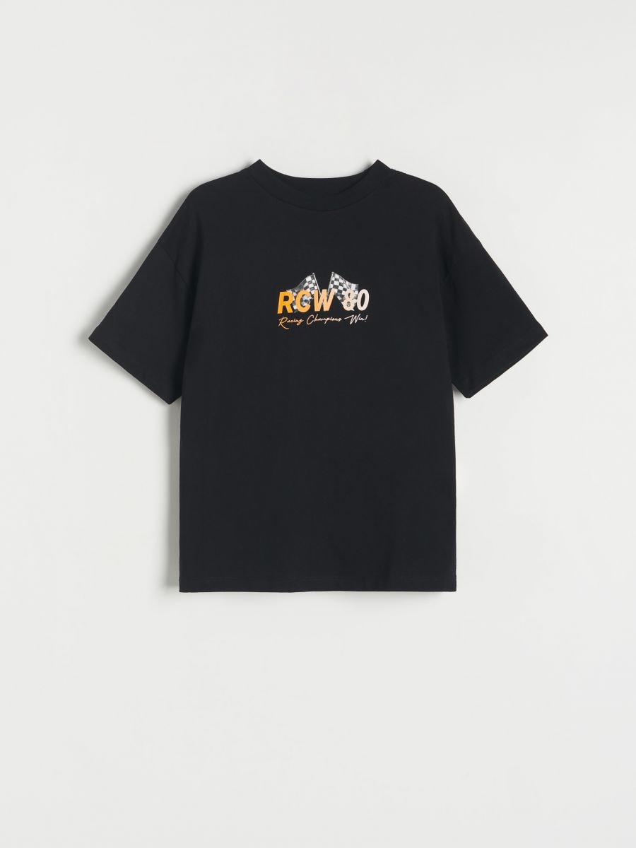 Camiseta oversize con estampado en relieve - negro - RESERVED