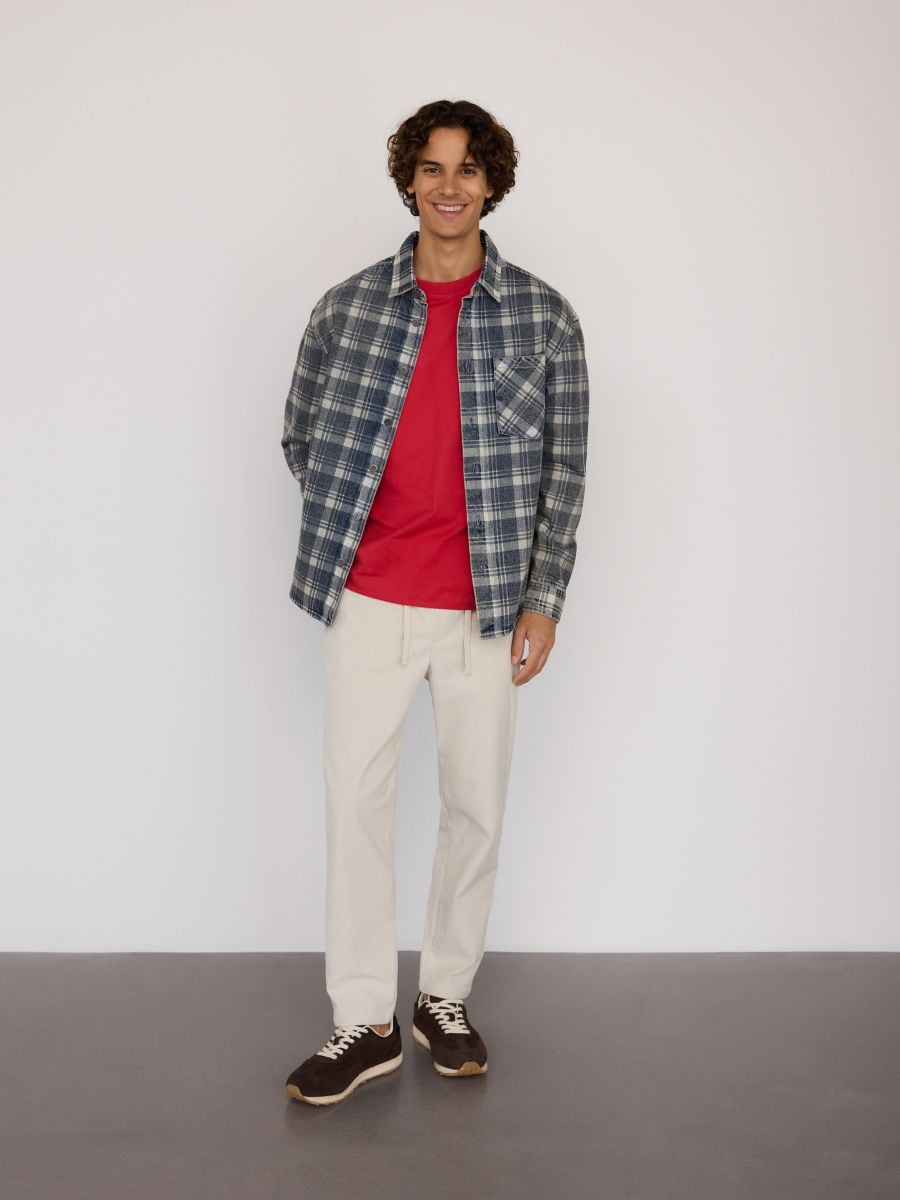 Comfort fit check shirt - blue - RESERVED