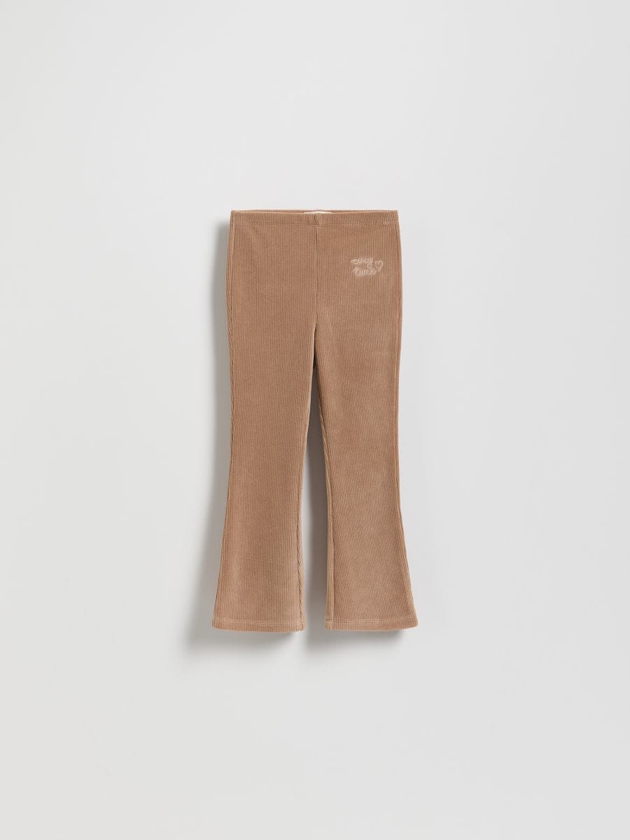 Pantalon en maille brodé - brun café - RESERVED