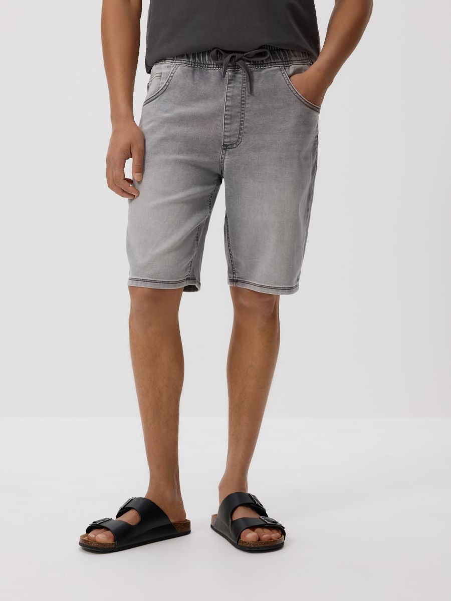 Denim jogger shorts - light grey - RESERVED