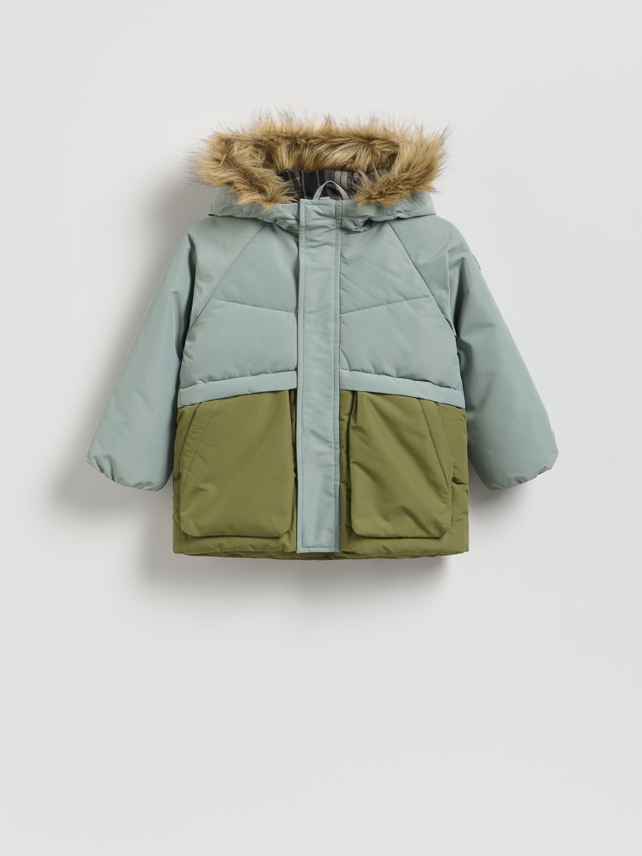 Insulated jacket with hood - light olive - RESERVED