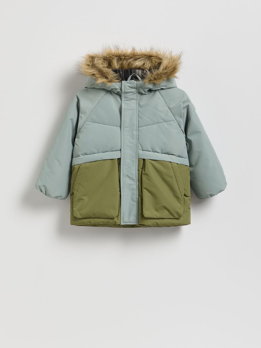Fodrad jacka med huva - ljus oliv - RESERVED
