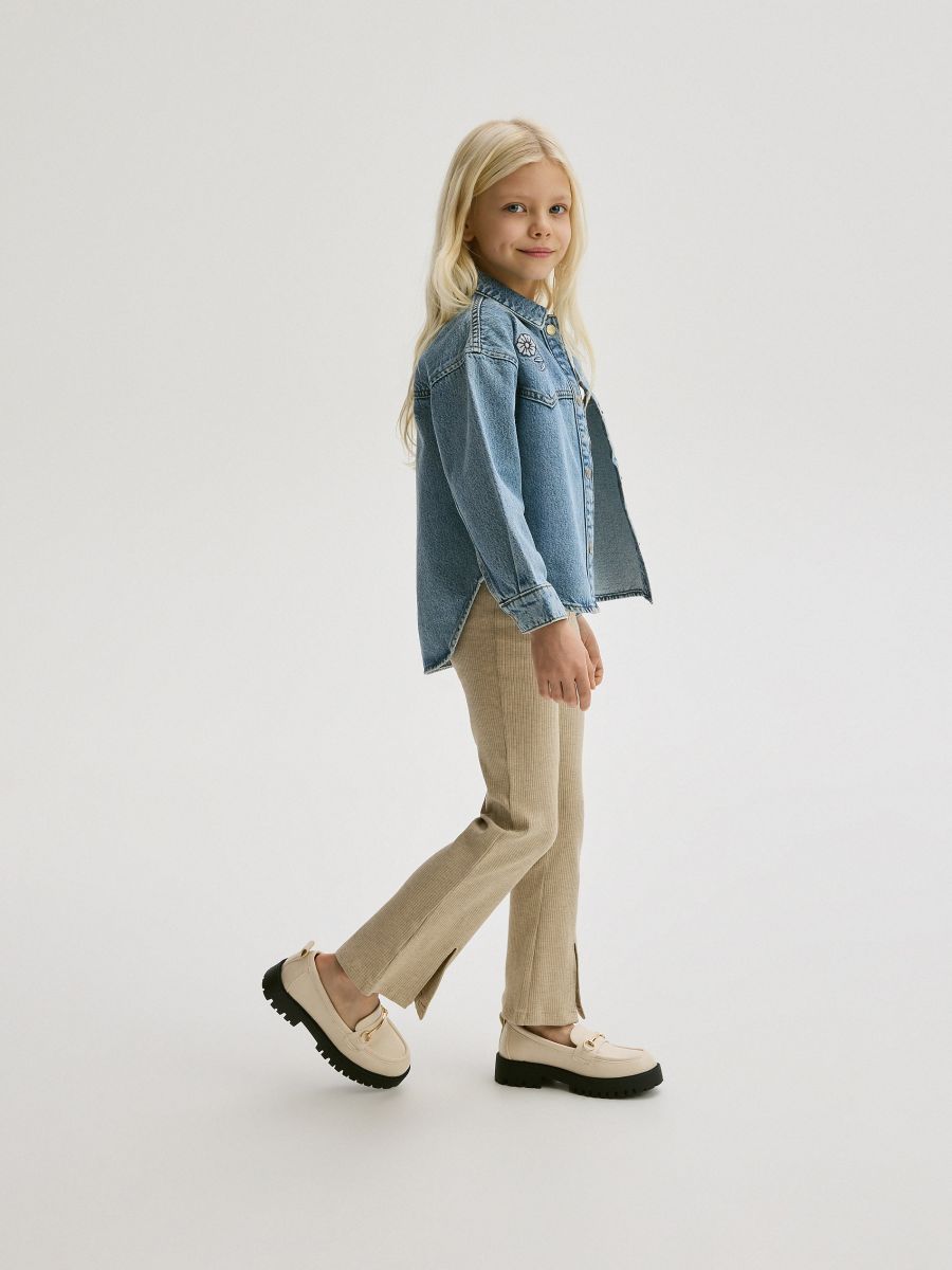 Flared viscose blend leggings - beige - RESERVED - 5