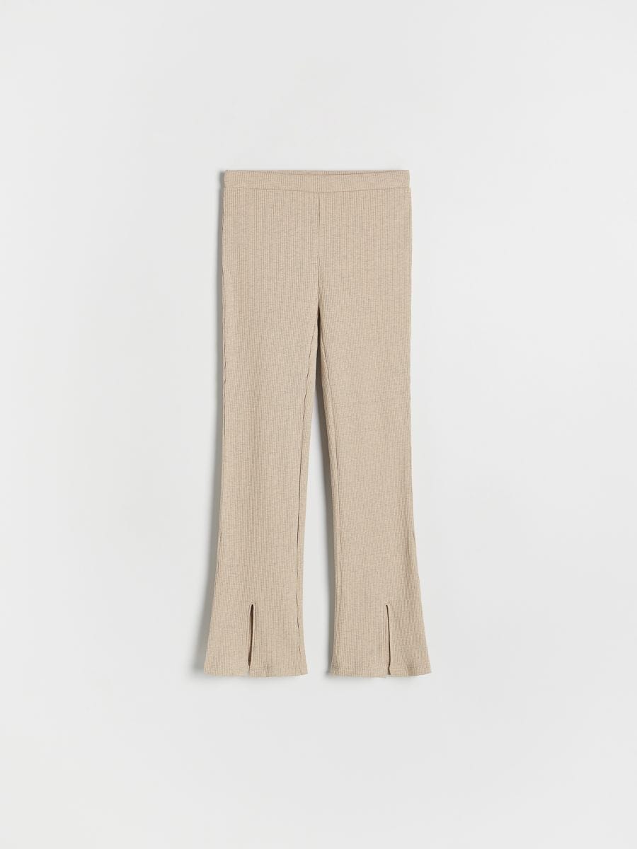 Flared viscose blend leggings - beige - RESERVED - 3
