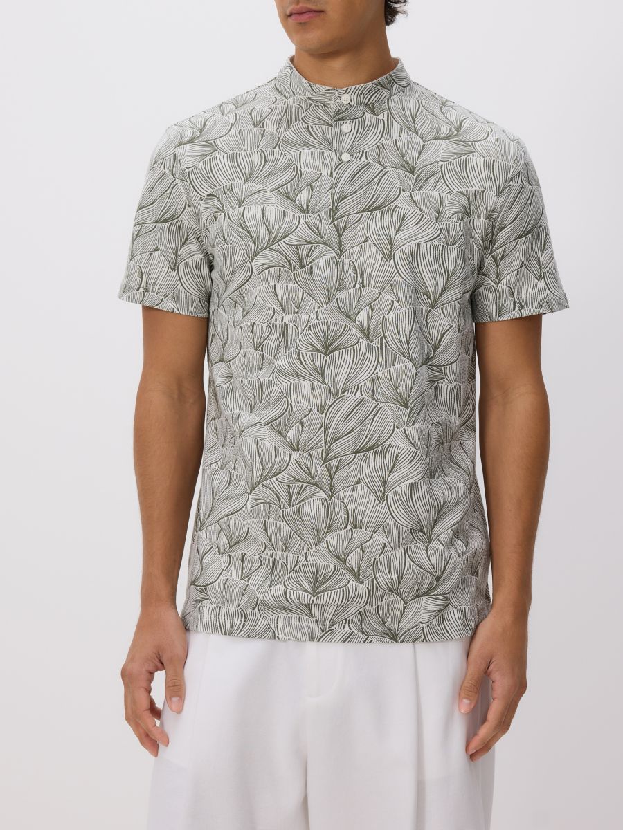 Regular fit polo shirt with pattern - cream - RESERVED - 3
