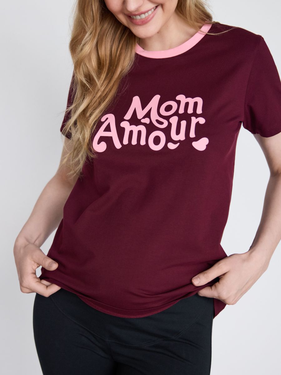 T-shirt with print - maroon - RESERVED