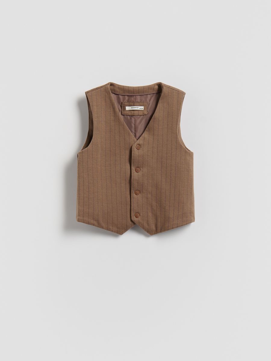 Knitted fabric vest - brown - RESERVED
