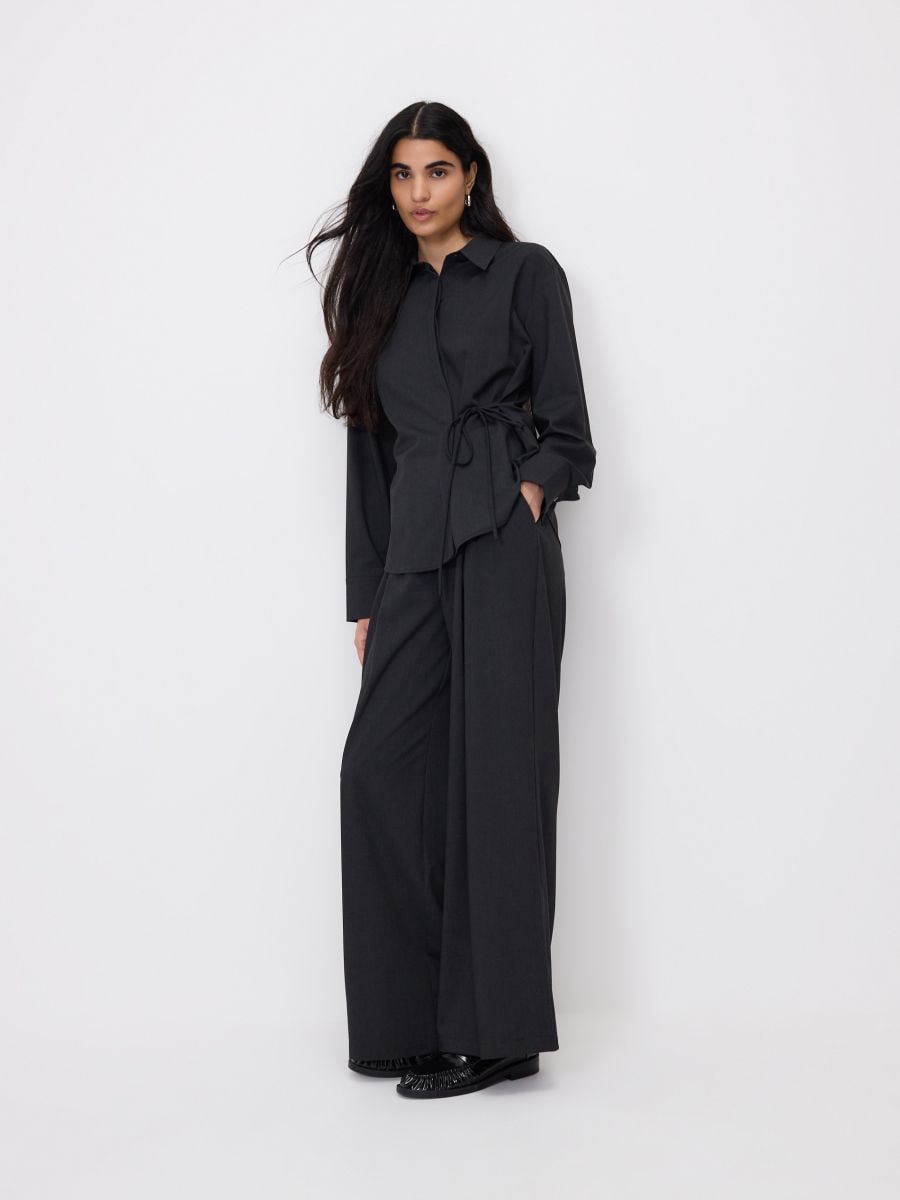 Trousers with wool blend - dark grey - RESERVED