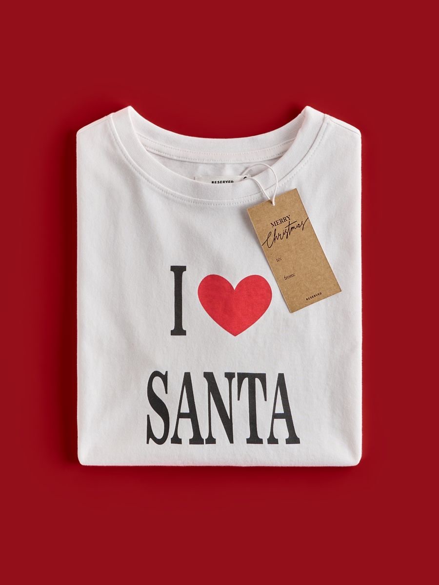 T-Shirt mit Weihnachtsmotiv - weiß - RESERVED