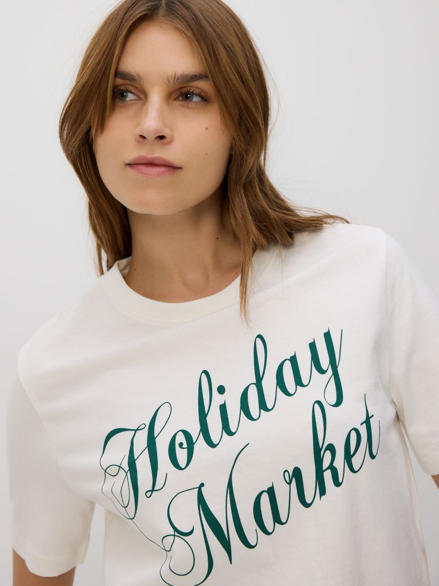 Majica sa novogodišnjim motivom - krem - RESERVED